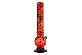 Dreamliner Acrylbong, Kugel orange/rot Skull, H.30cm, Ø4cm, Metallchillum