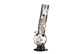 Dreamliner Acrylbong Kugel transparent schwarz/weiß YingYang, H.32cm, Ø4,4cm, Metallchillum 
