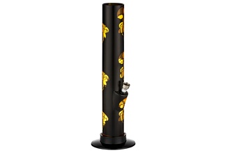 Dreamliner Acrylbong Zylinder schwarz Pilze transparent/goldfb., H.32cm, Ø5cm, Metallchillum
