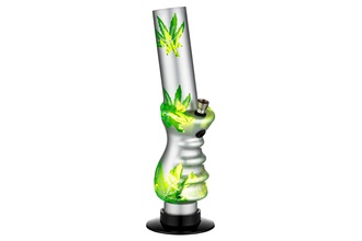 Dreamliner Acrylbong silberfarben Hanf transparent/grün, H.32cm, Ø4,5cm, Metallchillum