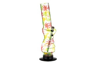 Dreamliner Acrylbong transparent Hanf bunt, H.32cm, Ø5cm, Metallchillum
