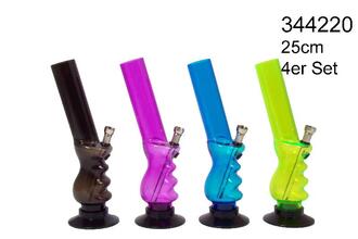 Dreamliner Acrylbong transparent 4 Farben, H.25cm, Ø3,7cm, Metallchillum