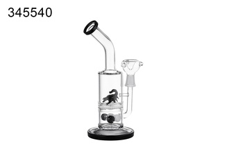 Super Heroes Glasbong transp/Skorpion schwarz, H.23cm, Ø1,5cm, Glaschillum 14er Schliff