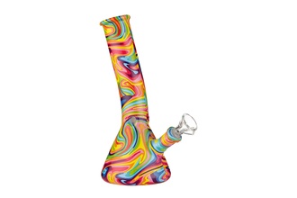 Super Heroes Glasbong Ice konisch bunt, H.19,5cm, Ø3,5, Glaschillum 14er Schliff