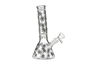 Super Heroes Glasbong Ice konisch transparent/Hanf, H.19,5cm, Ø3,5cm, Glaschillum 14er Schliff