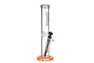 Super Heroes Glasbong Ice transp/Bodenmotiv Hanf orange, H.32,5cm, Ø4cm, Metallchillum