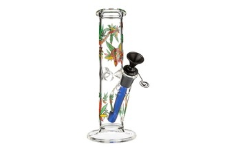 Super Heroes Glasbong Ice Zylinder transp/Hanf bunt, H.20cm, Ø3cm, Metallchillum