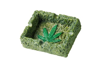 Aschenbecher, Polyresin grün Hanf, 10x8x3cm