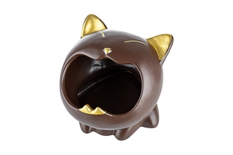 Aschenbecher, Keramik braun Katze, Ø 10,8, H. 10,6 cm
