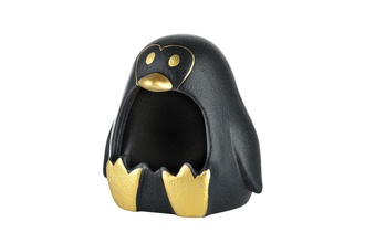 Aschenbecher, Keramik Pinguin schwarz, Ø 11,5cm, H. 10,5cm