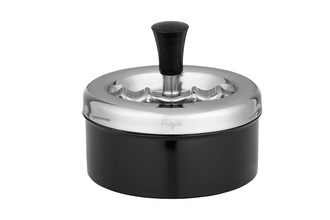 Angelo Schleuderaschenbecher Premium, Metall schwarz Hochglanz, Ø11cm