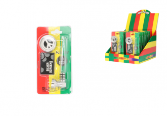 Super Heros Set: glass pipe 9cm with screens + metal grinder