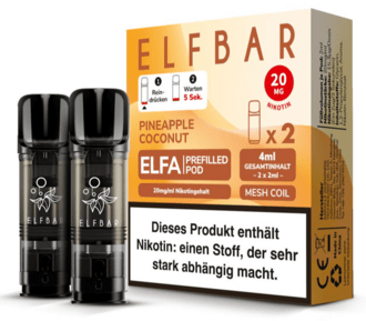 2x ELFBAR ELFA CP Prefilled Pod Pineapple Coconut 20mg/ml ca. 600 Züge/Pod