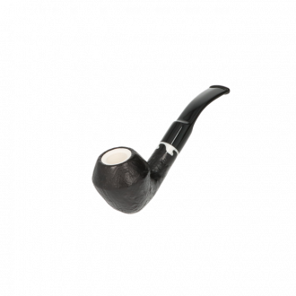 Angelo Pipe Meerschaum insert,  black rusticated, ONDA Ring, curved