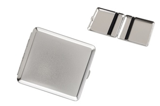 Angelo Zigaretten Etui 18er, 85mm, Metall chrom gebürstet, Gummi