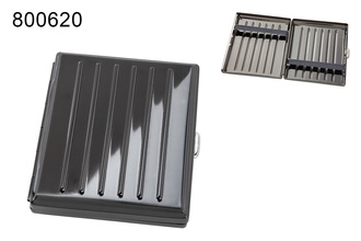 Angelo Zigaretten Etui 20er, 85mm, Metall anthrazit, Gummi