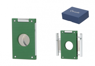 Caseti Cigar Cutter Chrome/green patters, 2 Blades