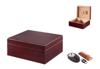 Angelo Humidor Set Rotbraun 26x22x11cm