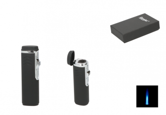 Eurojet Feuerzeug Jet, schwarz Metall matt/silberfarben