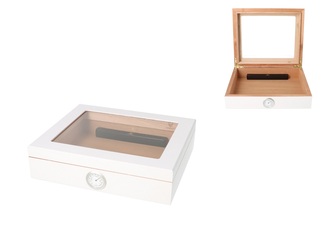 Germanus Humidor Mensalla weiß matt mit Fenster 26x22x6cm