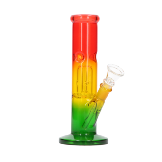 Glasbong Ice+Percolator Zylinder Rasta, H.20cm, Ø3,7cm, Glaschillum 14er Schliff