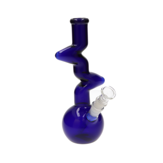 Glasbong Kugel Wellenform blau, H.25,5cm, Ø2,8cm, Glaschillum 18er Schliff