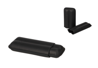 Angelo Cigar Case black 2pcs, Imitation, 16cm/18mm