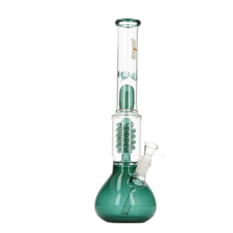 Super Heroes Glasbong Ice+Percolator Kugel transp/petrol, H.39,5cm, Ø4,2cm, Glaschillum 14er Schliff