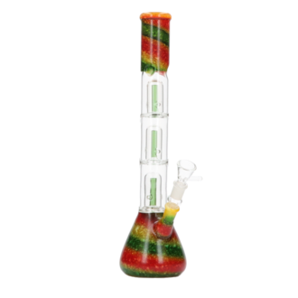 Glasbong Ice+Percolator konisch transp/Rastafarben, H.37,5cm, Ø3,8cm, Glaschillum 14er Schliff