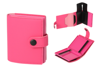 Angelo Cigarette Case metal, 18er rubber, cover PU pink +Money+credit card space