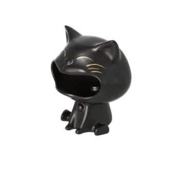 Aschenbecher, Keramik Katze schwarz, 10x8,5x12cm