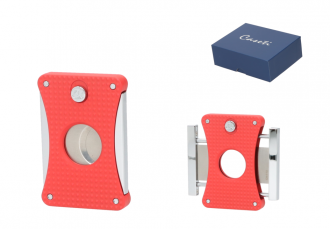 Caseti Cigar Cutter Chrome/red patters, 2 Blades