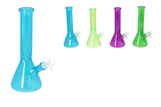 Dreamliner Glasbong Ice konisch, farbig sortiert, H.26cm, Ø4cm, Glaschillum 18er Schliff
