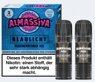 2x ALMASSIVA Blaulicht Pod Blueberry Mix Ice 17mg/ml ca. 600 Züge/Pod 