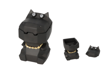 Ashtray, cement, dino with black lid, HxWxD 13,x8x9cm