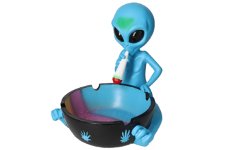 Aschenbecher, Polyresin blau Alien, 33x30x33cm