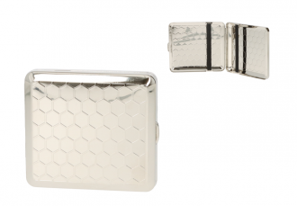 Angelo cigarette case 18pcs, 85mm metal chrome honeycomb, rubber 