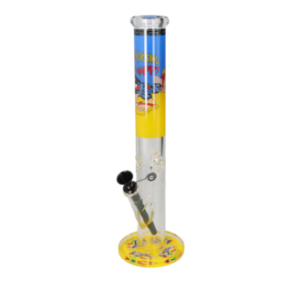 Super Heroes Glasbong Ice Zylinder, transparent Happy Rasta, H.42cm, Ø4cm, Metallchillum