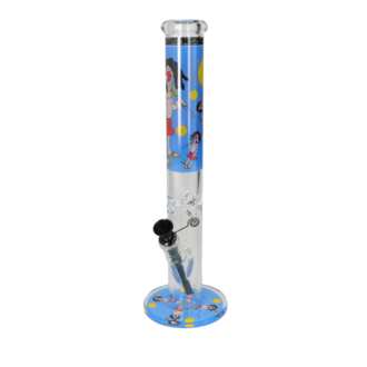 Super Heroes Glasbong Ice Zylinder, transparent Rasta blau, H.42cm, Ø4cm, Metallchillum
