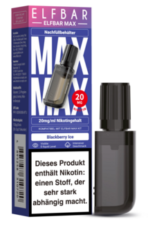 ELFBAR MAX Refill Container Blackberry Ice 10ml, Nikotingehalt 20mg/ml