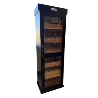 Angelo Humidor Schrank, matt schwarz, innen Zedernholz, mit LED 178x59x43 cm