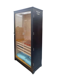 Angelo Humidor Schrank, matt schwarz, innen Zedernholz, 188x90x46 cm