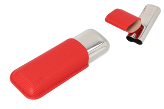 Angelo Zigarrenetui 2er, Leder rot, Metall chrom, L.15cm, Ring 53