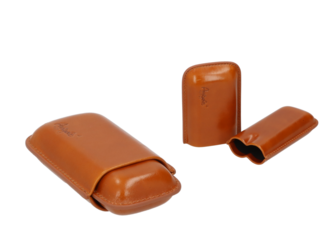 Angelo Cigar Case 2er brown leather, 12cm, ring 53 