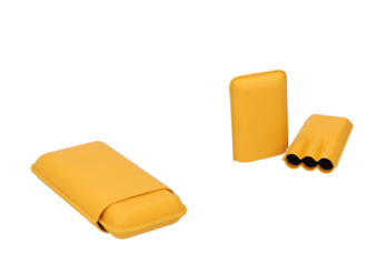 Angelo Cigar Case 3er yellow leather, 16cm, ring 63 