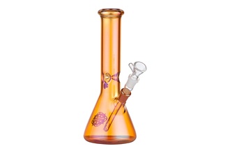 Super Heroes glass bong conical amber coloured, H.25,5cm, Ø3cm, glass chillum 18 cut